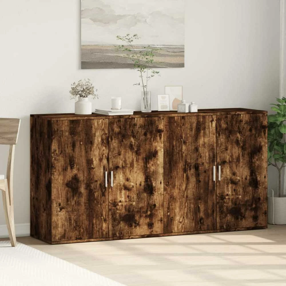 Šoninės spintelės, 2vnt., dūminio ąžuolo, 79x38x80cm, mediena