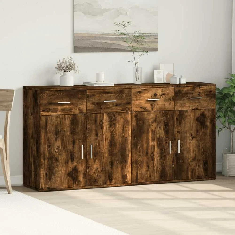 Šoninės spintelės, 2vnt., dūminio ąžuolo, 79x38x80cm, mediena