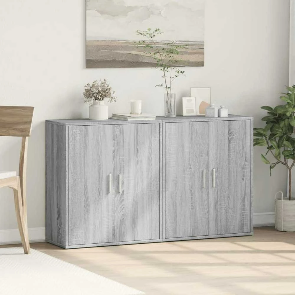 Šoninės spintelės, 2vnt., pilkos ąžuolo, 60x31x70cm, mediena