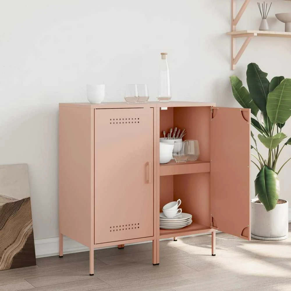 Šoninės spintelės, 2vnt., rožinės spalvos, 36x39x79cm, plienas