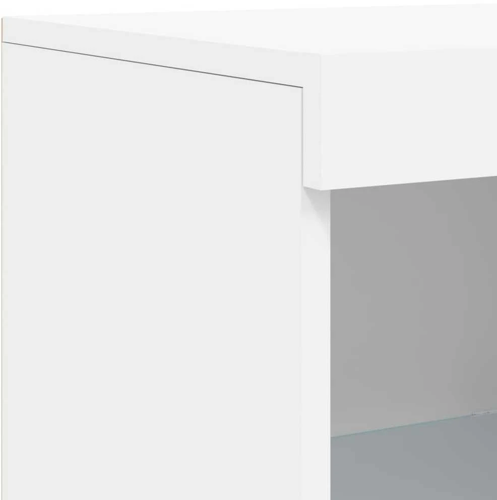 Šoninės spintelės su LED, 3vnt., baltos, apdirbta mediena