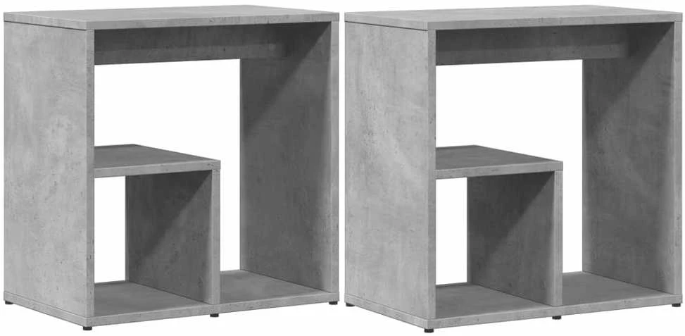 Šoniniai staliukai, 2vnt., betono, 50x30x50cm, apdirbta mediena