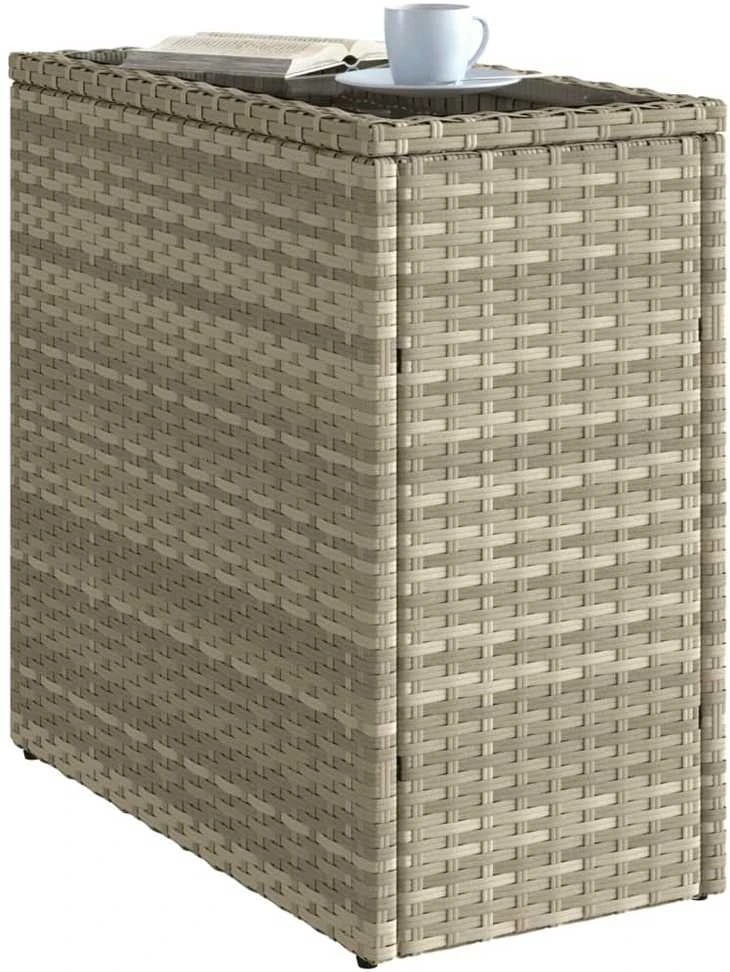 Šoninis sodo staliukas, pilkas, 58x27,5x55cm, poliratanas