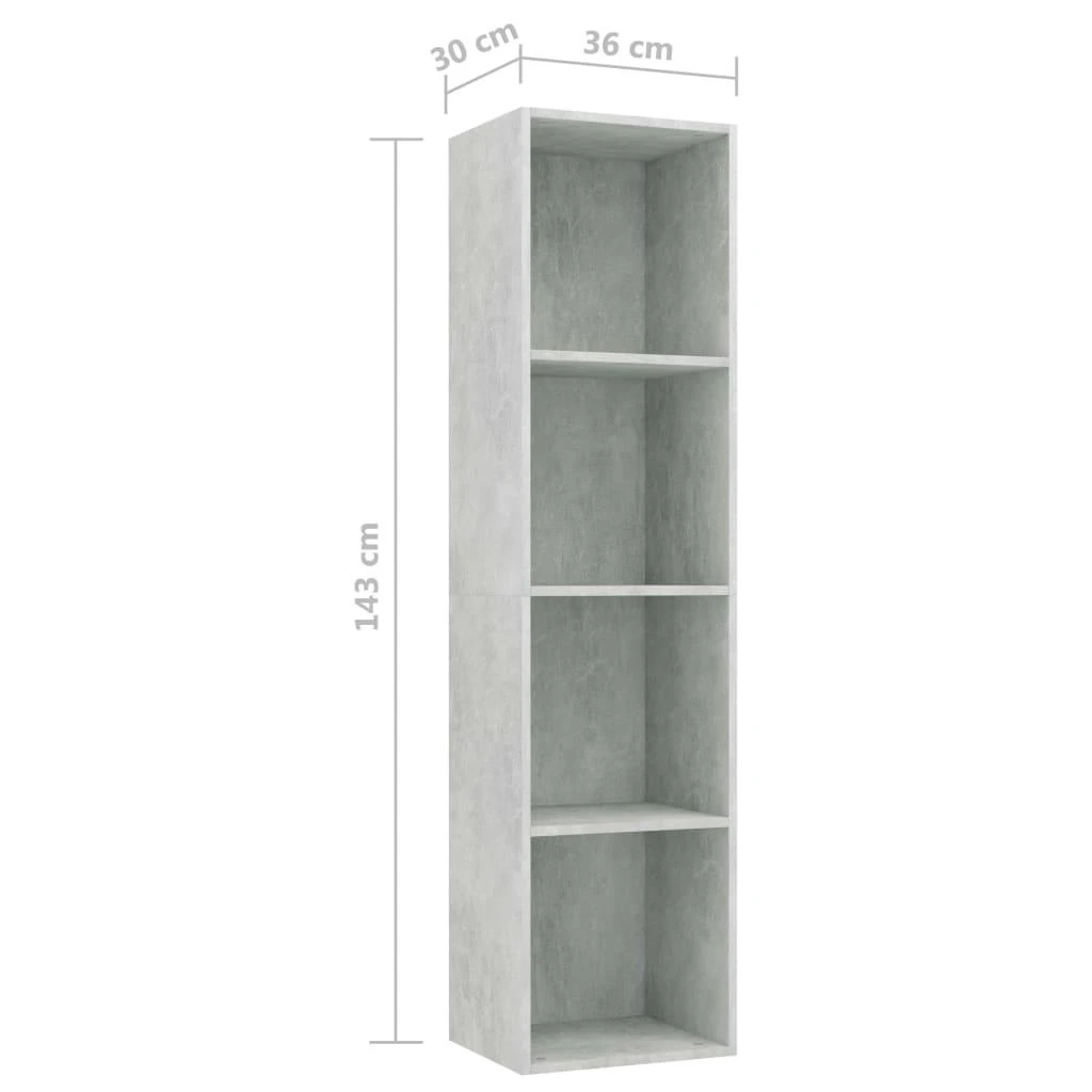 Spintelė knygoms/TV, betono, 36x30x143cm, apdirbta mediena