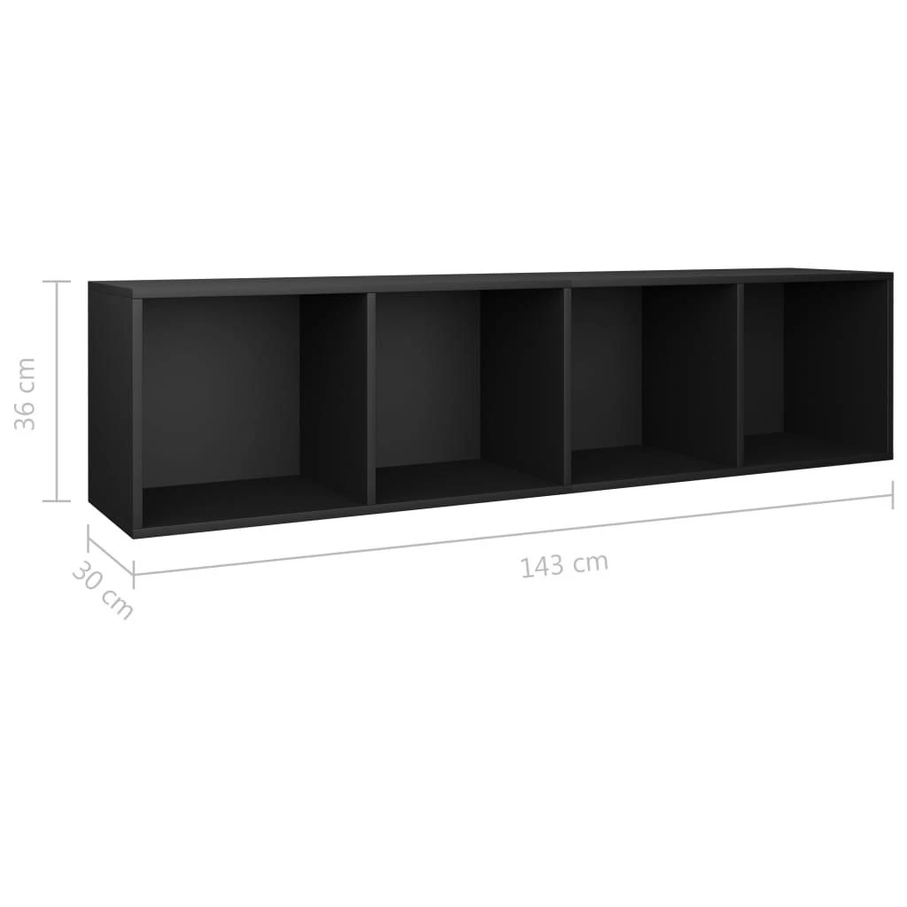 Spintelė knygoms/TV, juoda, 36x30x143cm, apdirbta mediena