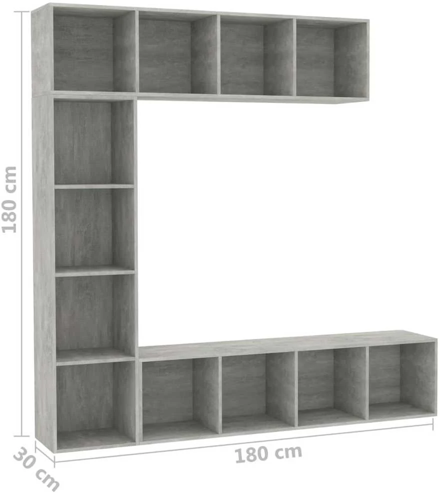Spint. knygoms/telev. rink., 3d., bet. pilk. sp., 180x30x180cm