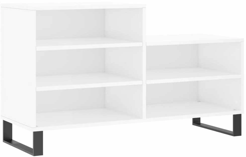 Spintelė batams, balta, 102x36x60cm, apdirbta mediena, blizgi