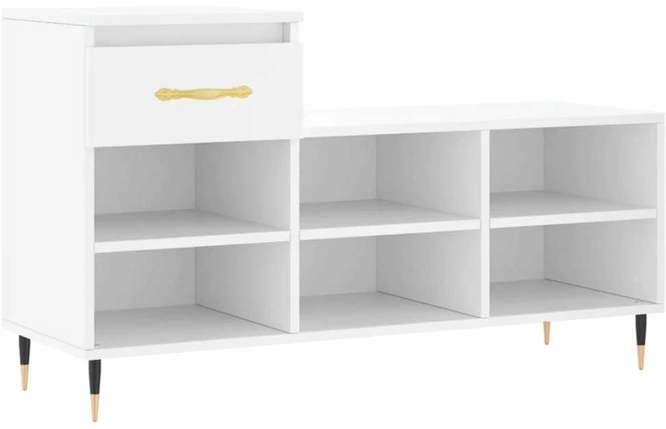 Spintelė batams, baltos spalvos, 102x36x60cm, apdirbta mediena
