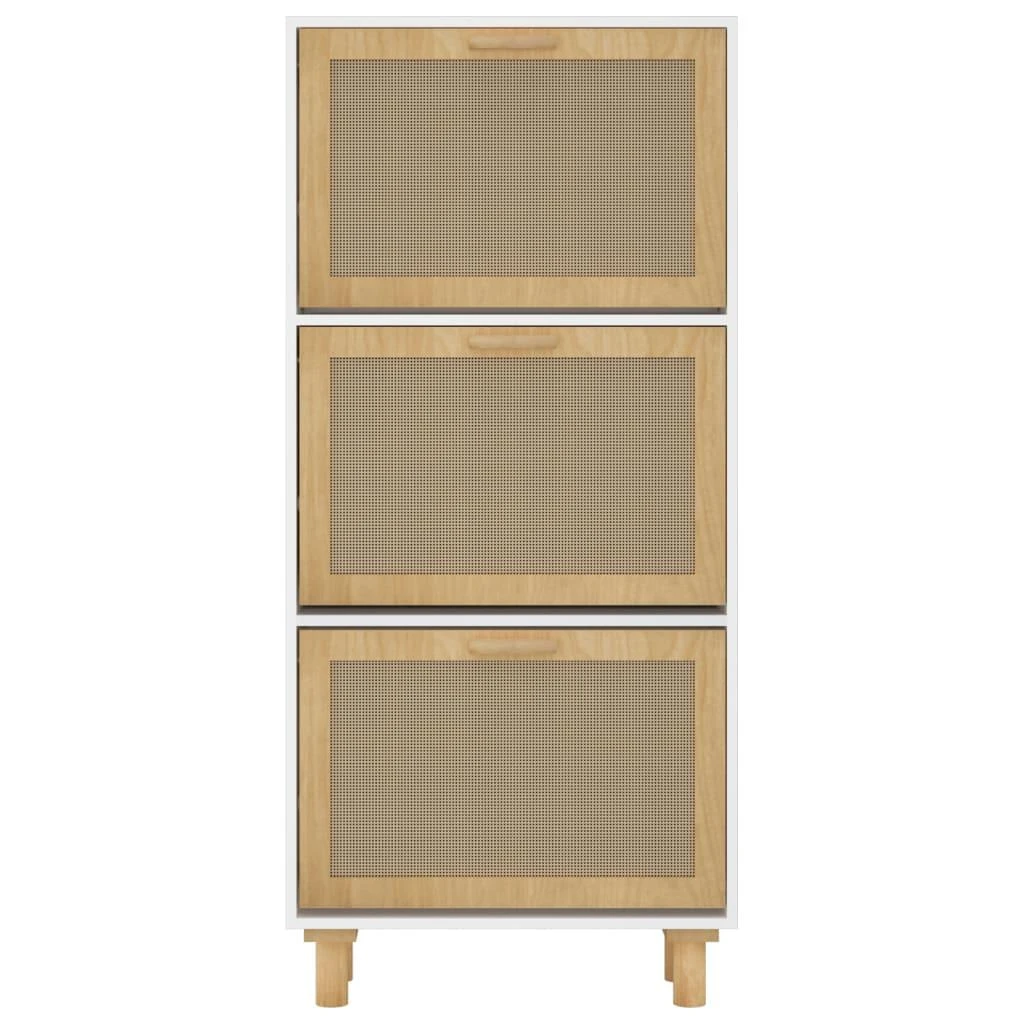 Spintelė batams, baltos spalvos, 52x25x115cm, mediena/ratanas