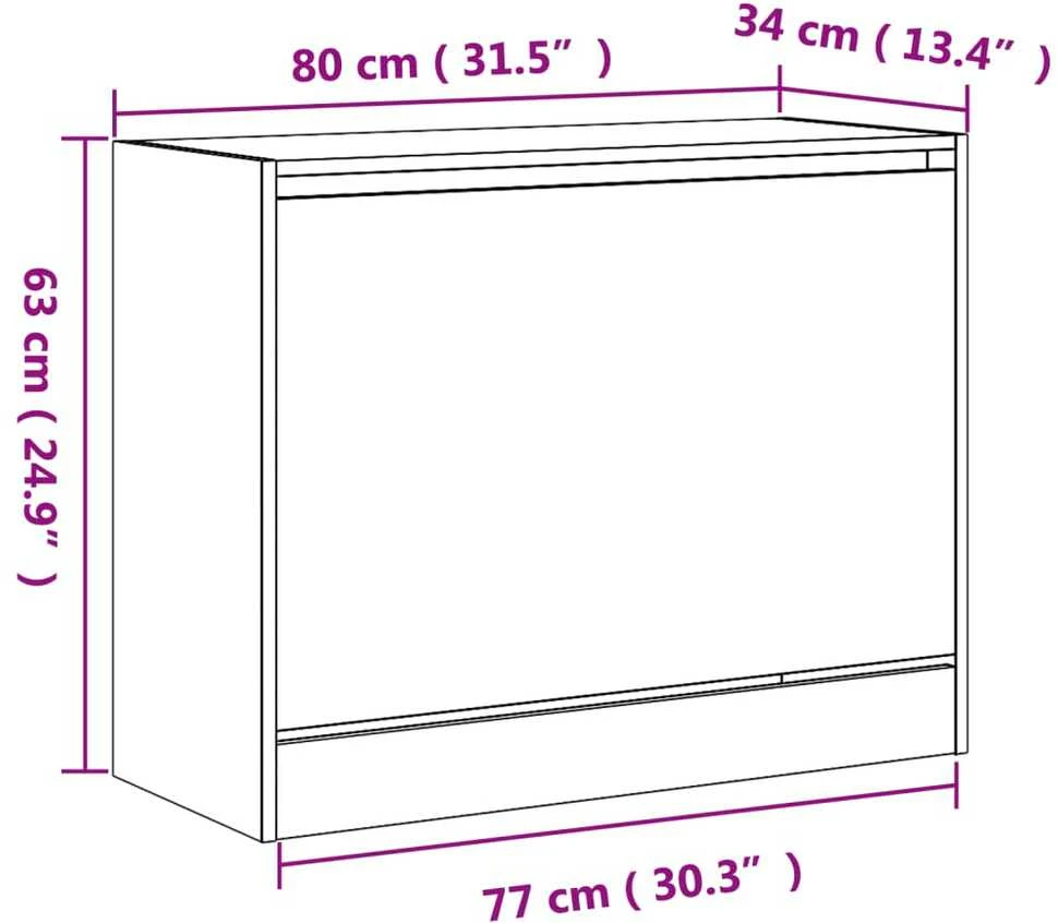 Spintelė batams, baltos spalvos, 80x34x63cm, apdirbta mediena