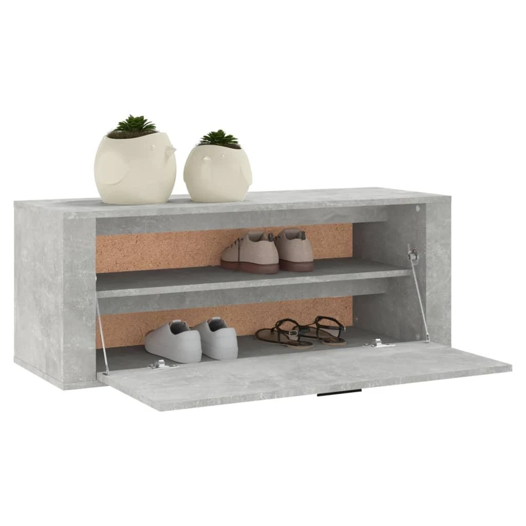 Spintelė batams, betono pilka, 100x35x38cm, apdirbta mediena