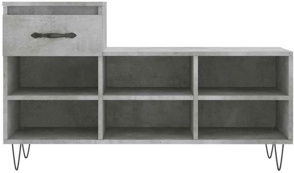 Spintelė batams, betono pilka, 102x36x60cm, apdirbta mediena