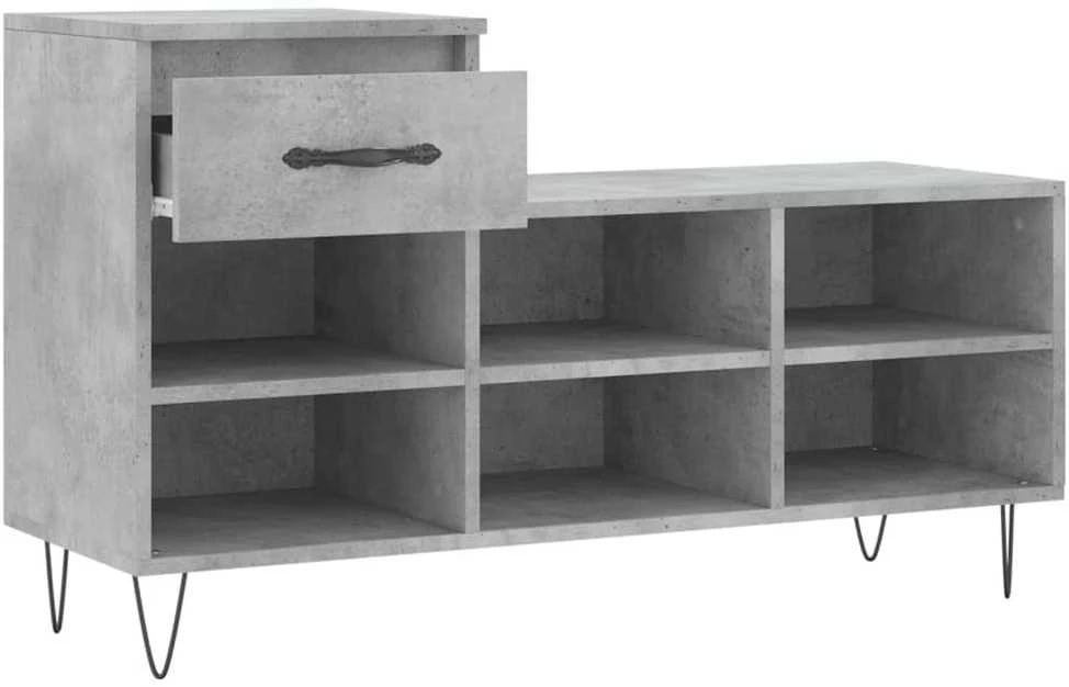 Spintelė batams, betono pilka, 102x36x60cm, apdirbta mediena