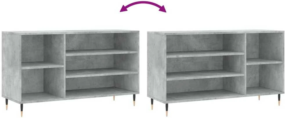 Spintelė batams, betono pilka, 102x36x60cm, apdirbta mediena