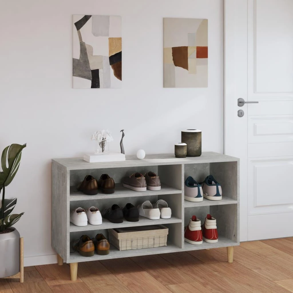 Spintelė batams, betono pilka, 102x36x60cm, apdirbta mediena
