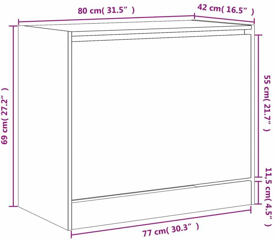 Spintelė batams, dūminio ąžuolo, 80x42x69cm, apdirbta mediena