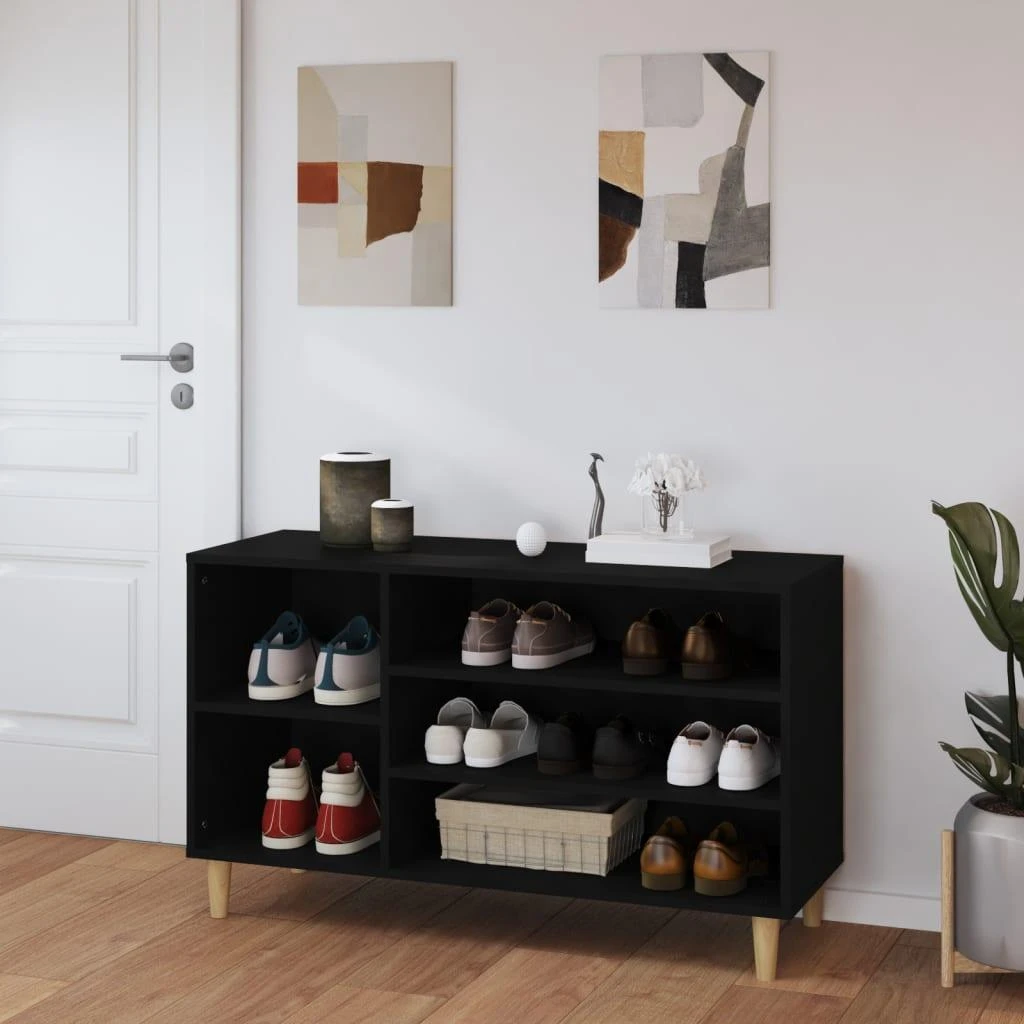 Spintelė batams, juodos spalvos, 102x36x60cm, apdirbta mediena