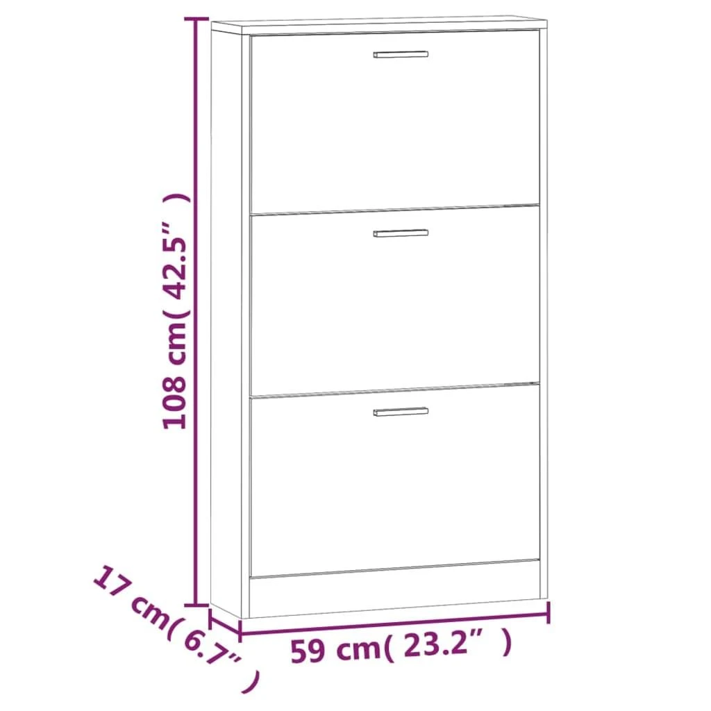 Spintelė batams, juodos spalvos, 59x17x108cm, apdirbta mediena