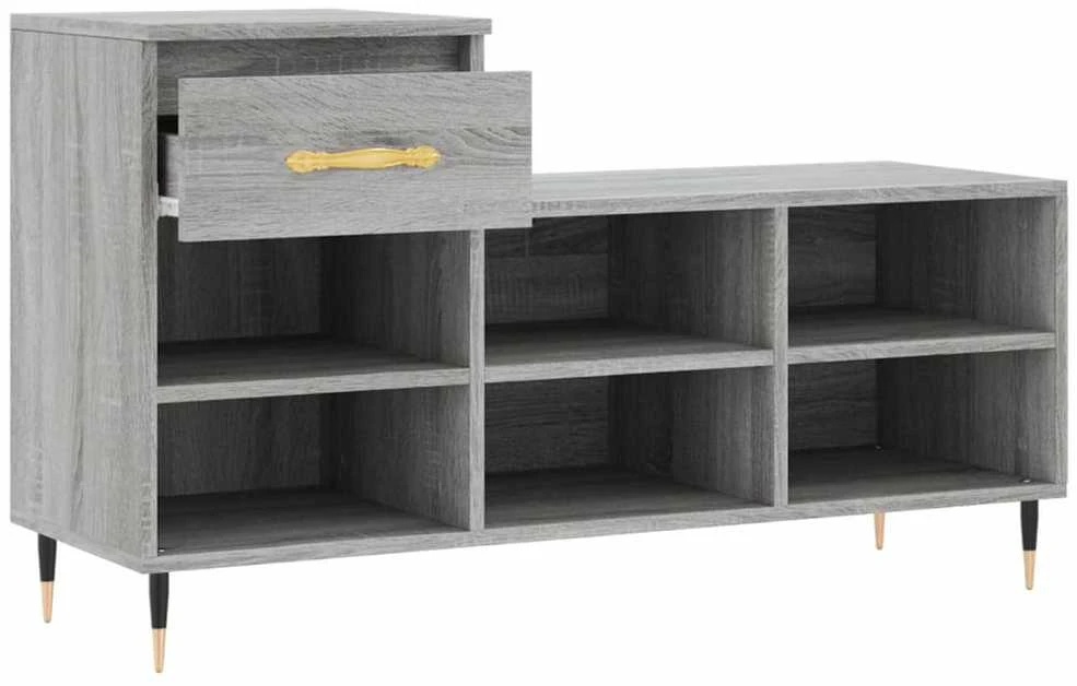 Spintelė batams, pilka ąžuolo, 102x36x60cm, apdirbta mediena