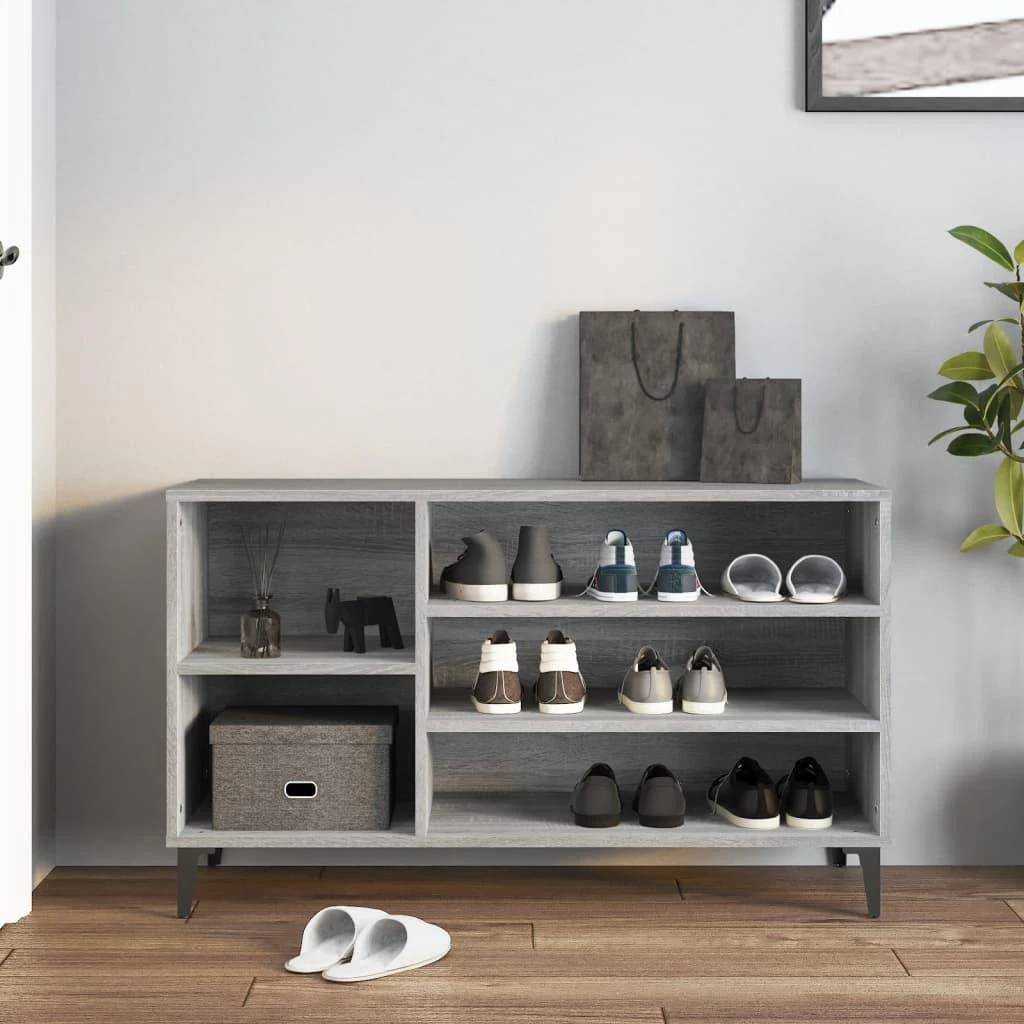 Spintelė batams, pilka ąžuolo, 102x36x60cm, apdirbta mediena