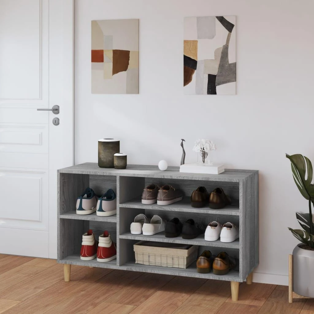Spintelė batams, pilka ąžuolo, 102x36x60cm, apdirbta mediena