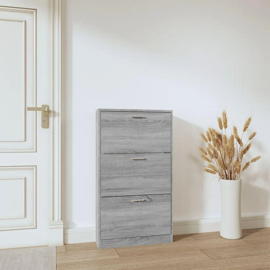 Spintelė batams, pilka ąžuolo, 59x17x108cm, apdirbta mediena