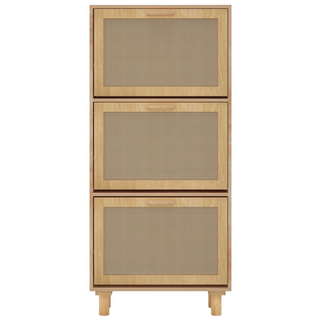 Spintelė batams, rudos spalvos, 52x25x115cm, mediena/ratanas