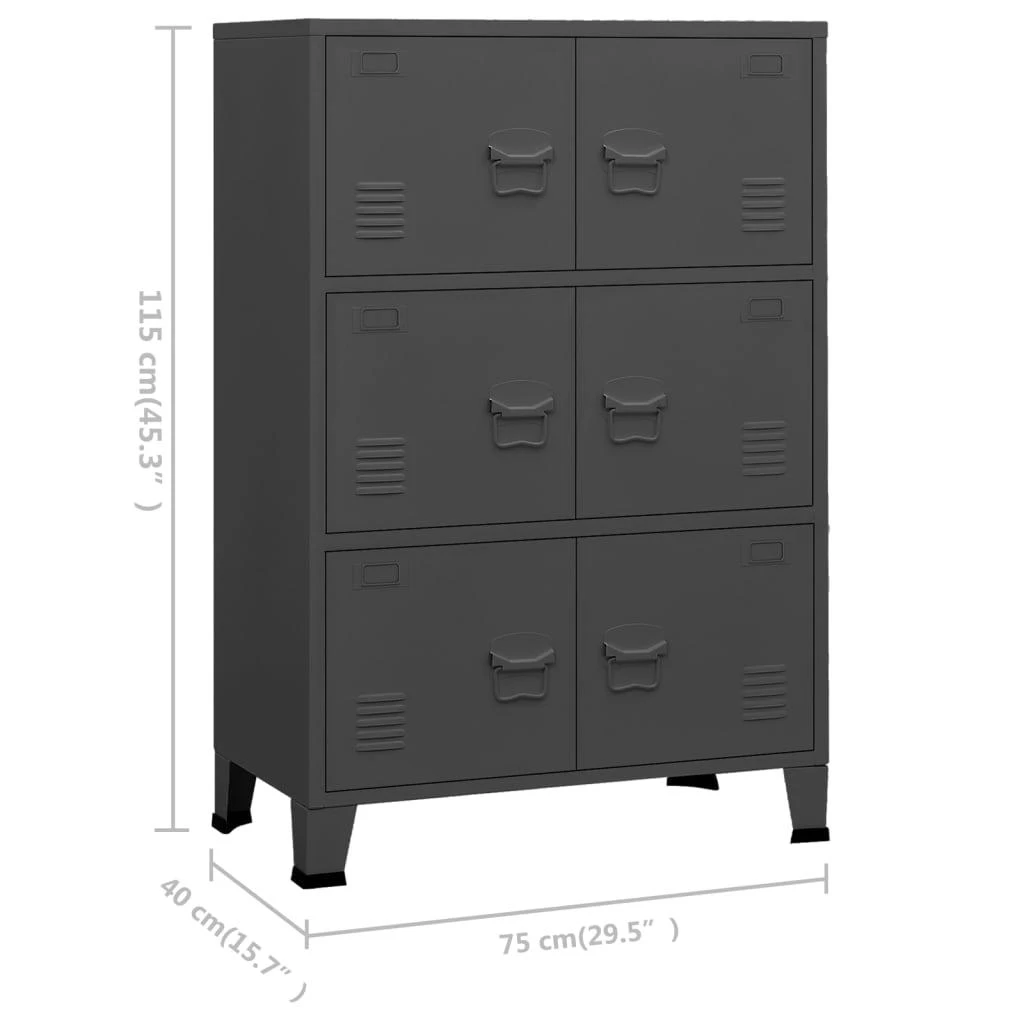 Sandėliavimo spintelė, antracito, 75x40x115cm, metalas
