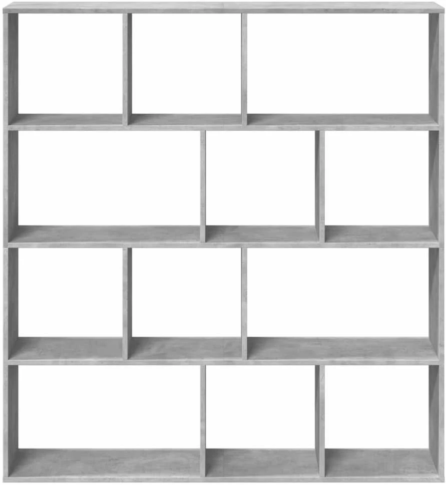 Spintelė knygoms, betono pilkos spalvos, 132x29x141,5cm, MDP