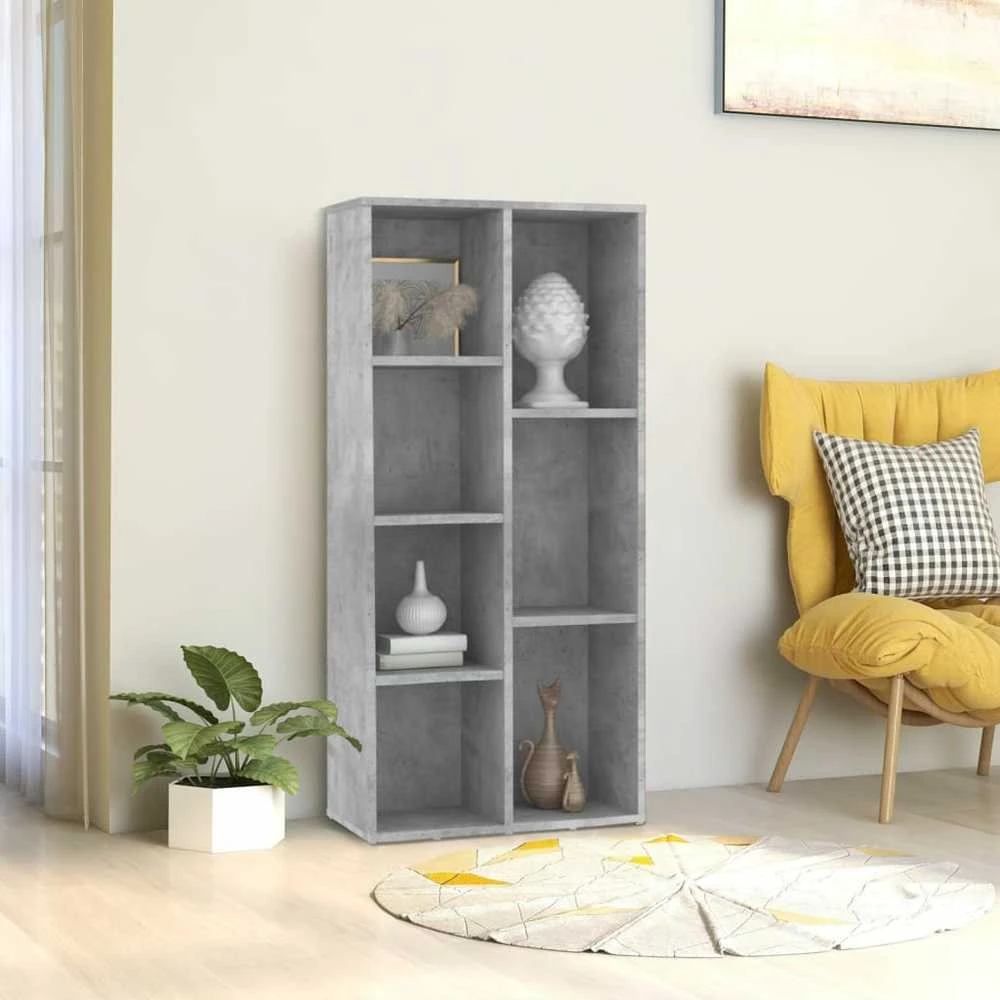Spintelė knygoms, betono pilka, 50x25x106cm, apdirbta mediena