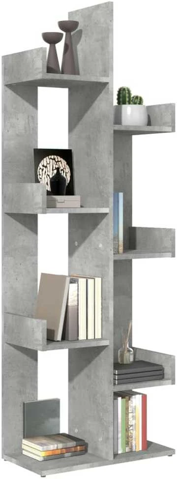 Spintelė knygoms, betono pilka, 48x25,5x140cm, apdirbta mediena