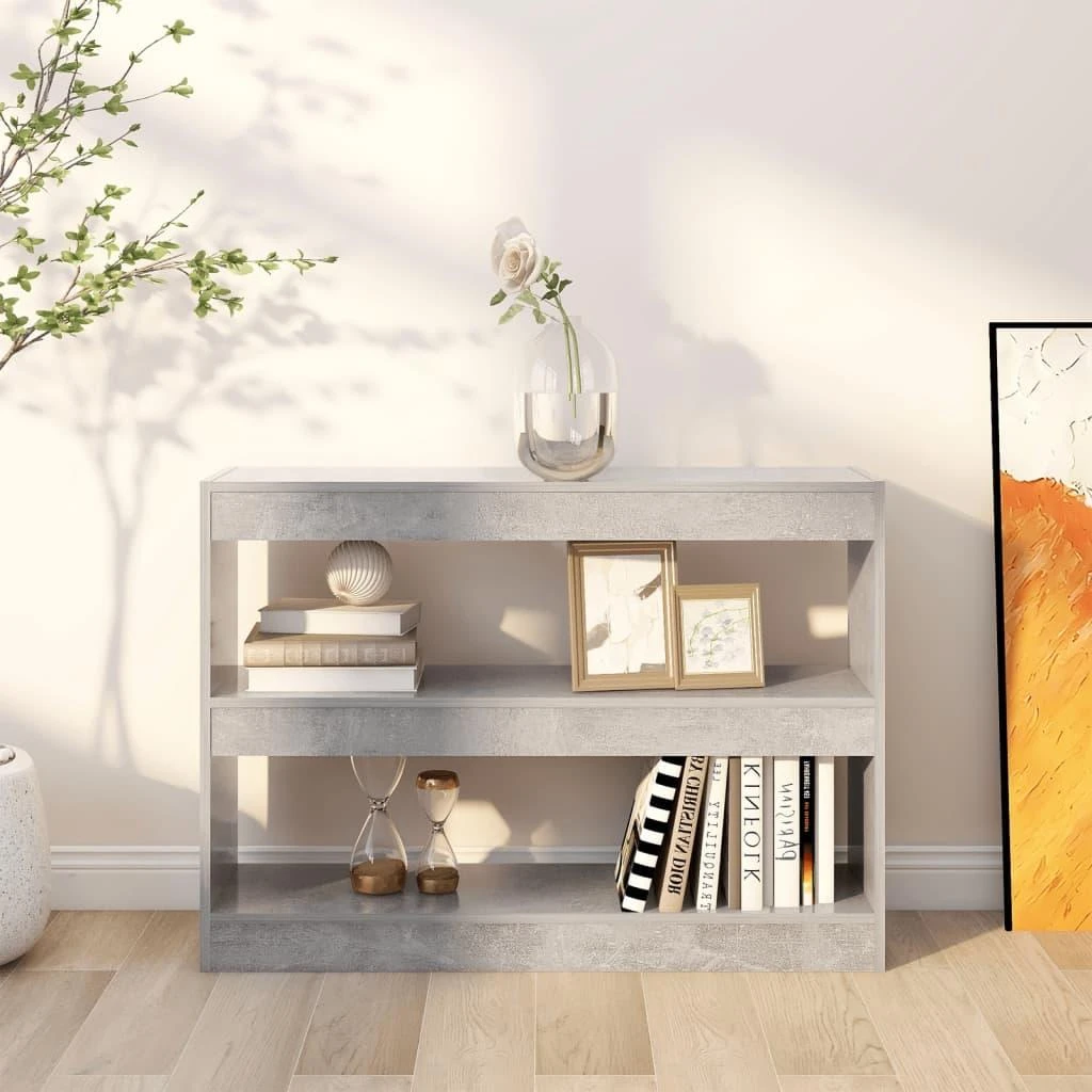 Spintelė knygoms/kambario pertvara, betono pilka, 100x30x72cm