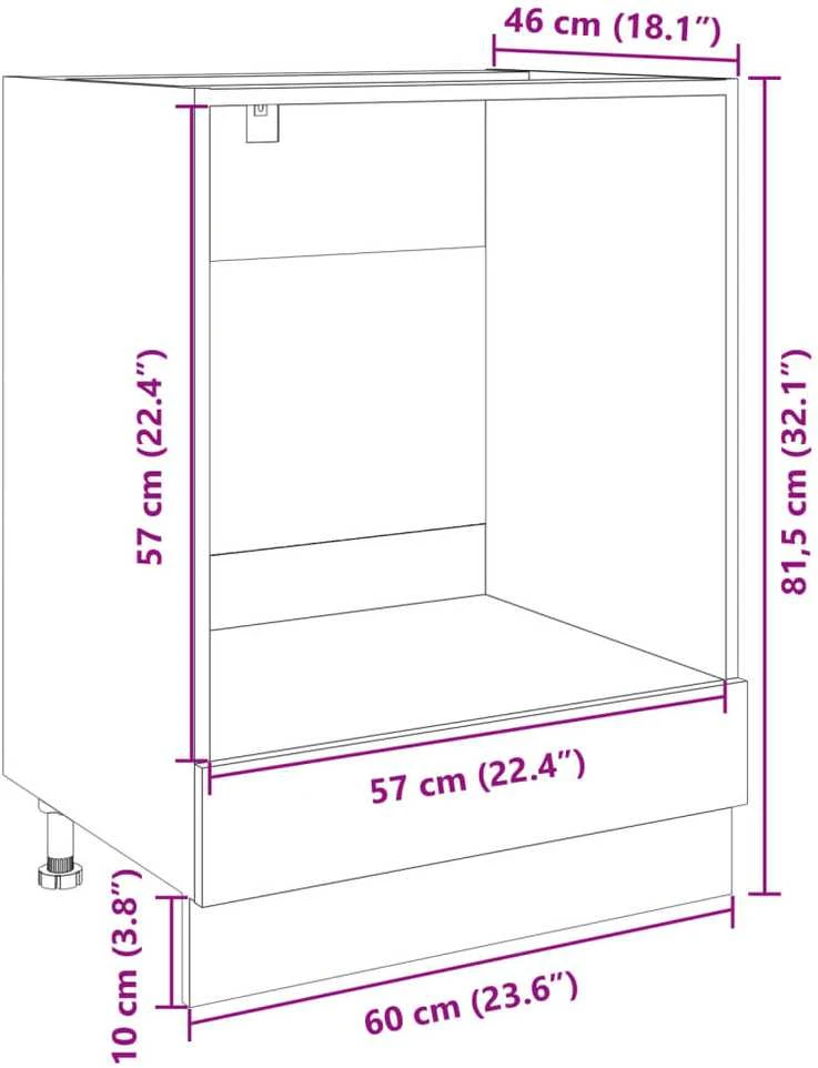 Spintelė orkaitei, sonoma ąžuolo spalvos, 60x46x81,5cm, MDP