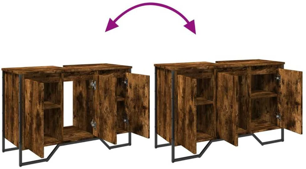 Spintelė praustuvui, dūminė, 91x35x60cm, apdirbta mediena