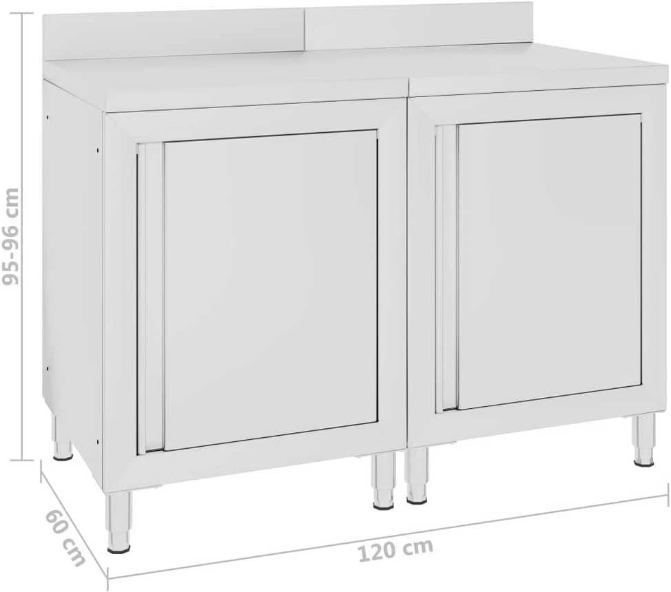 Spintelė su darbastaliu, 120x60x96cm, nerūdijantis plienas