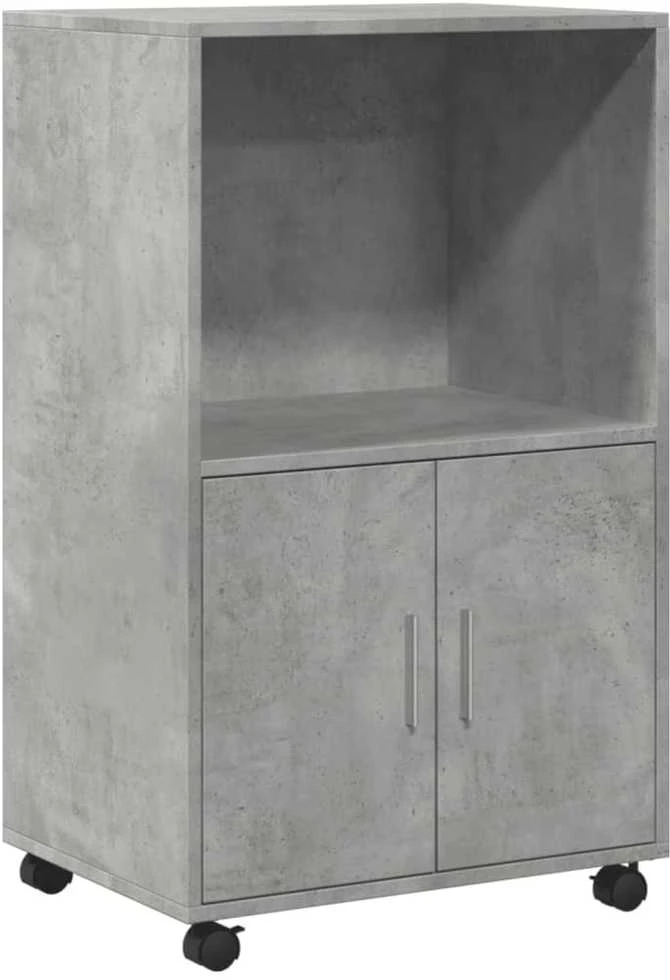 Spintelė su ratukais, betono, 55x40x91cm, apdirbta mediena