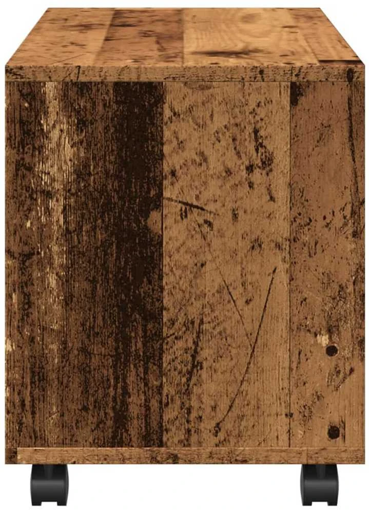 Spintelė su ratukais, sendintos medienos, 72x33x42,5cm, mediena