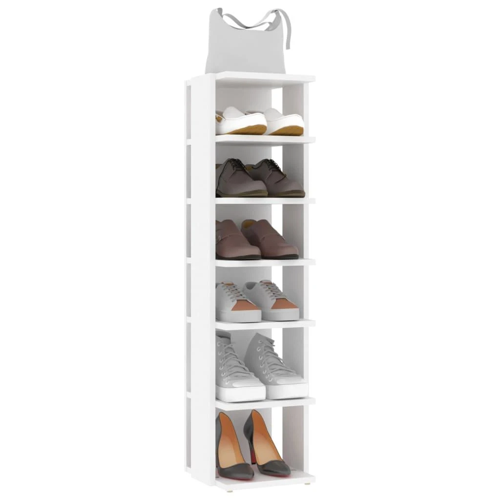 Spintelės batams, 2vnt., baltos, 27,5x27x102cm apdirbta mediena