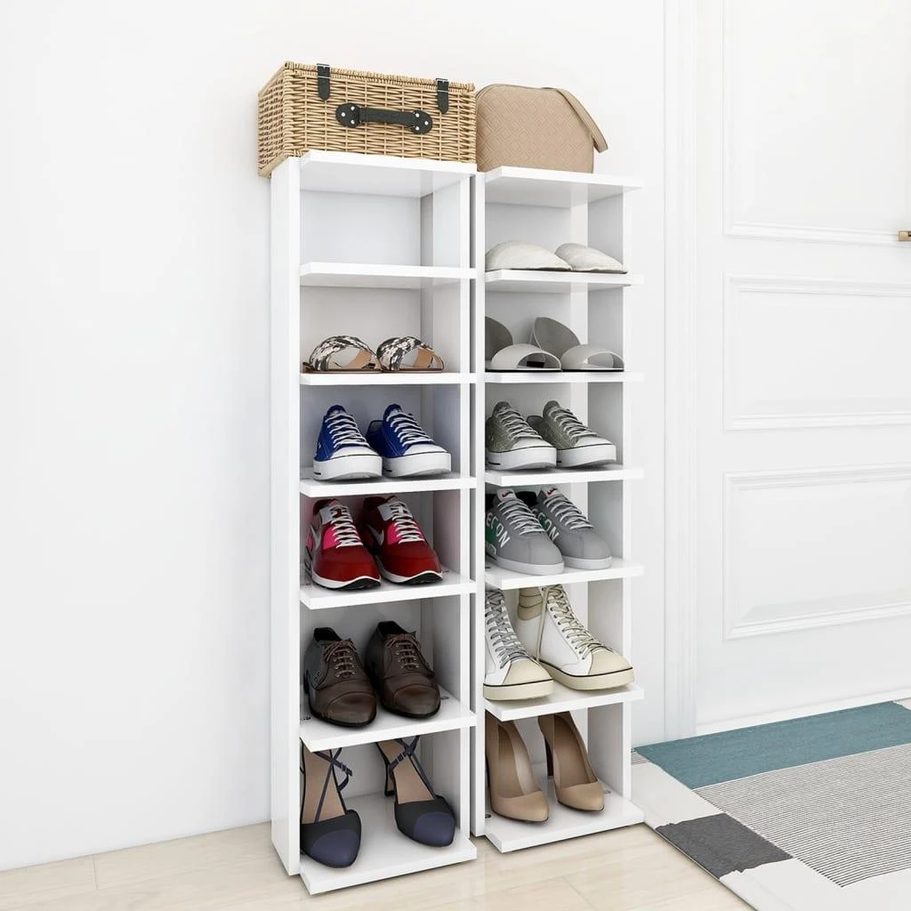 Spintelės batams, 2vnt., baltos, 27,5x27x102cm apdirbta mediena
