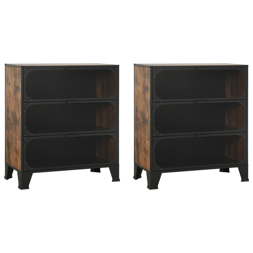 Spintelės daiktams, 2vnt., rudos, 72x36x82cm, metalas ir MDF