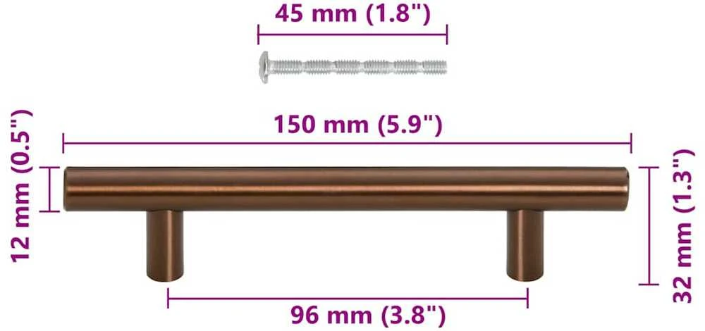 Spintelės rankenėlės, 10vnt., bronzinės, nerūdijantis plienas