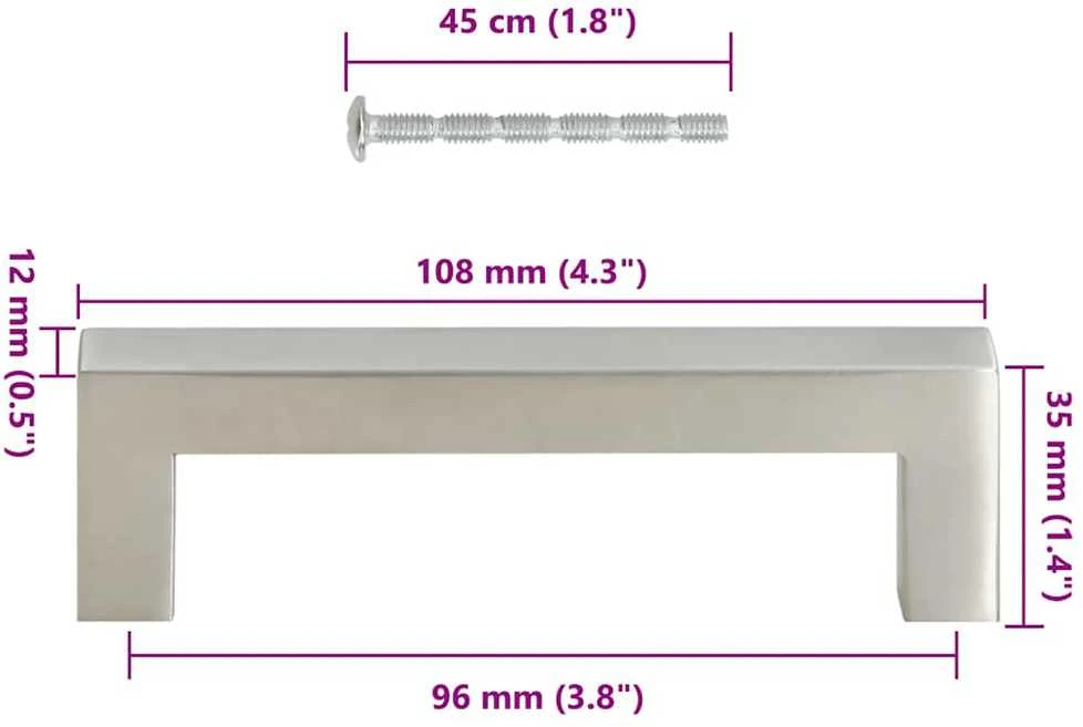 Spintelės rankenėlės, 10vnt., sidabrinės, nerūdijantis plienas