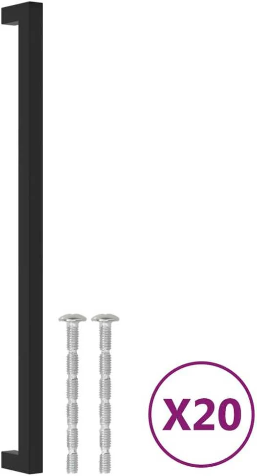 Spintelės rankenėlės, 20vnt., juodos, nerūdijantis plienas