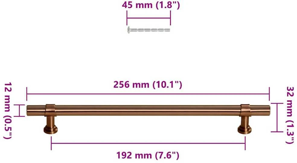 Spintelės rankenėlės, 5vnt., bronzinės, nerūdijantis plienas