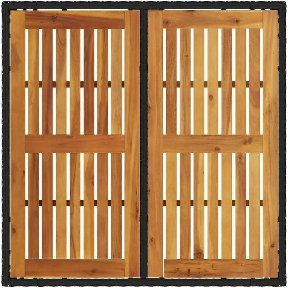 Stalas su akacijos stalviršiu, juodas, 90x90x75cm, poliratanas