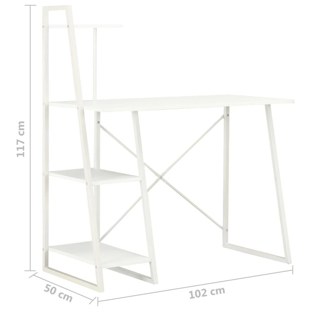 Stalas su lentyna, baltos spalvos, 102x50x117cm