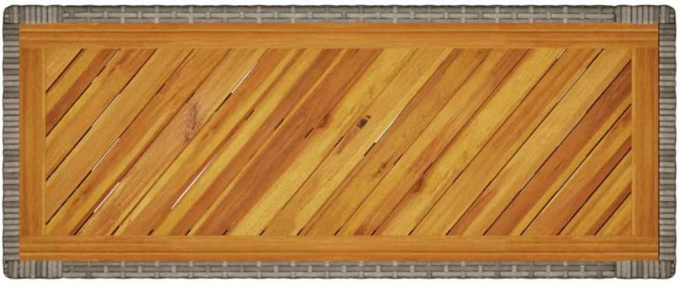 Stalas su mediniu stalviršiu, pilkas, 100x40x75cm, poliratanas