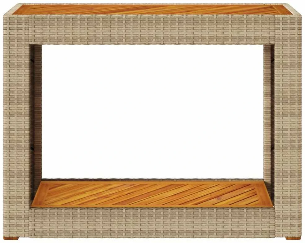 Stalas su mediniu stalviršiu, smėlio, 100x40x75cm, poliratanas