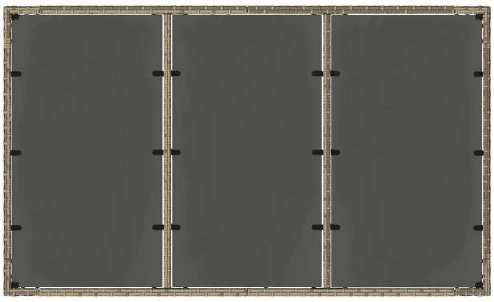 Stalas su stikliniu stalviršiu, pilkas, 150x90x75cm, ratanas
