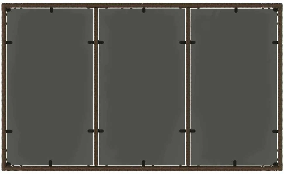 Stalas su stikliniu stalviršiu, rudas, 150x90x75cm, ratanas